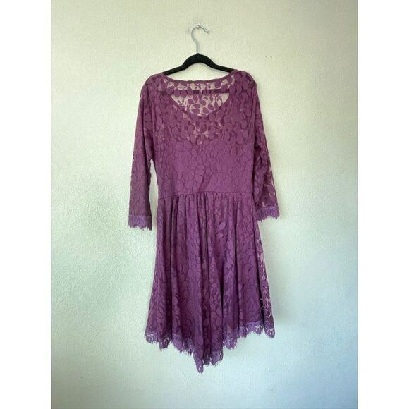 Free People Floral Lace Purple Dress Size 0 - Picture 2 of 3